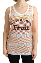 Dolce & Gabbana White Orange Crystal Sleeveless Tank Cotton Top -   -  Dolce & Gabbana.